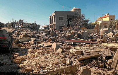 Viviendas destruidas en la localidad de Saksakieh, al sur de Líbano.