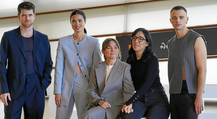 Miguel Bernardeau, Loreto Mauleon, Nagore Aranburu, Alauda Ruiz de Azúa e Iván Pellicer, ayer en el Kursaal.