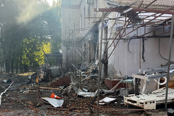 Hospital atacado en Sumi, noreste de Ucrania.