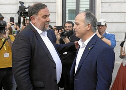 Oriol Junqueras y Jordi Turull, en el Congreso.