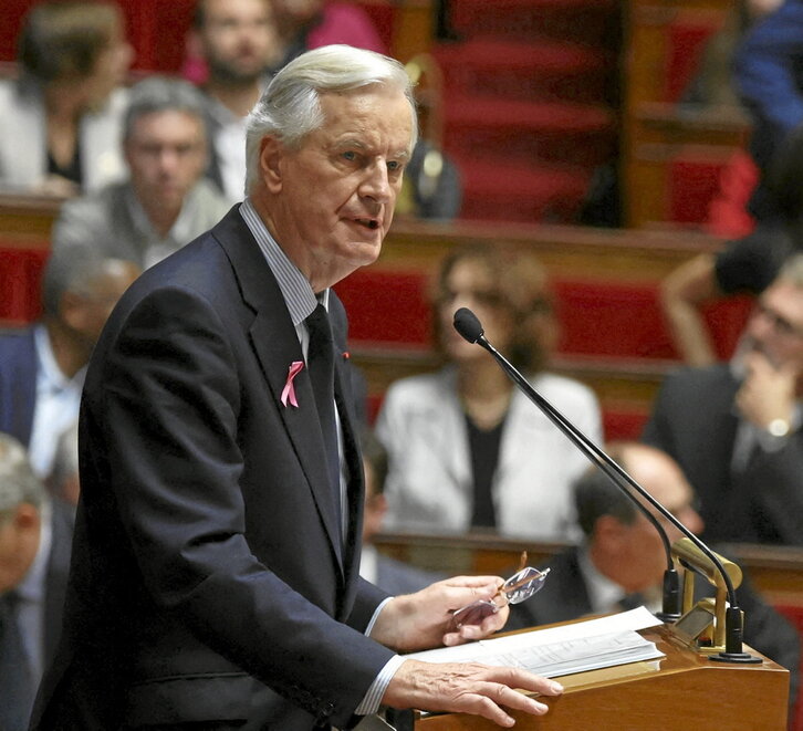 Michel Barnier, durante su intervención ante la Asamblea Nacional francesa.