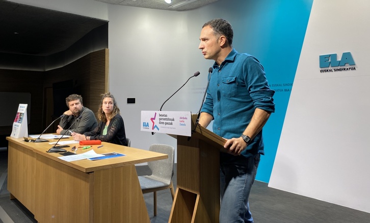 Murgia, Gallego y Lakuntza, al presentar la campaña de ELA.