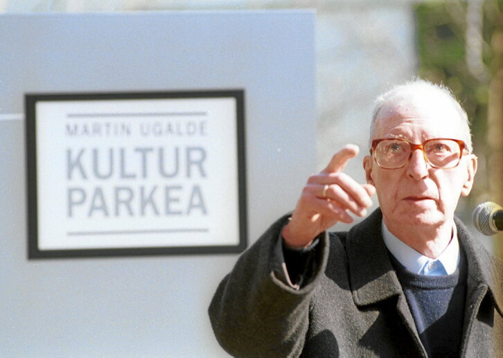 Martin Ugalde, bere izena duen Andoaingo parkearen inaugurazioan.