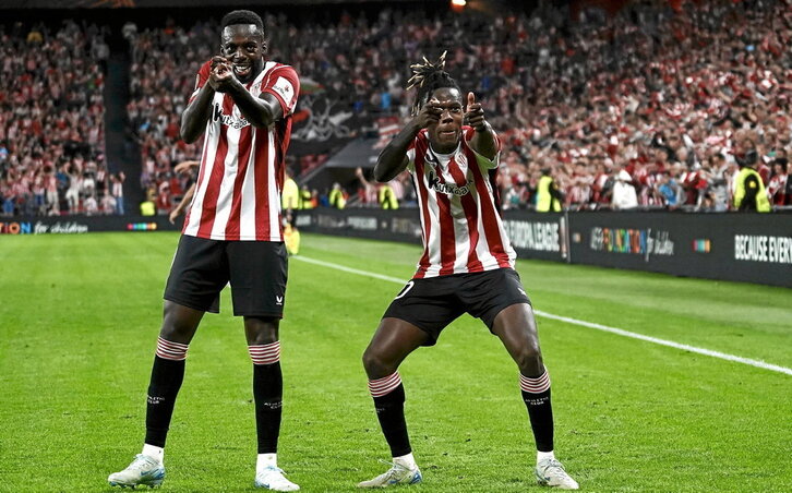 Los Williams celebran el gol de Iñaki, a pase de Nico, que adelantaba al Athletic en el marcador.