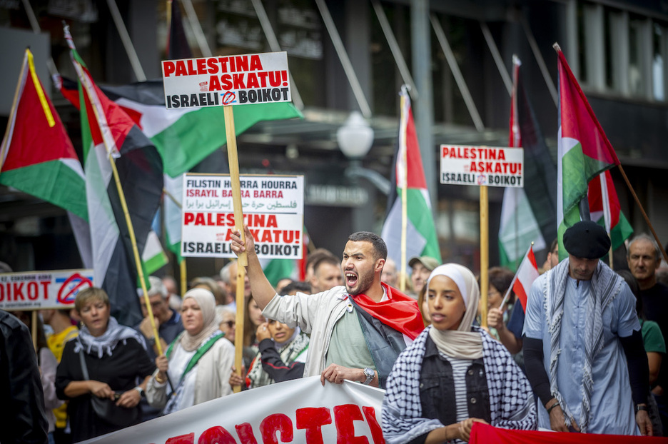 «Boikot Israel, Palestina askatu» ha sido una de las consignas más coreadas.