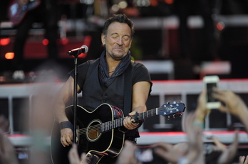 Bruce Springsteen, en un su último concierto en Donostia, en 2016.