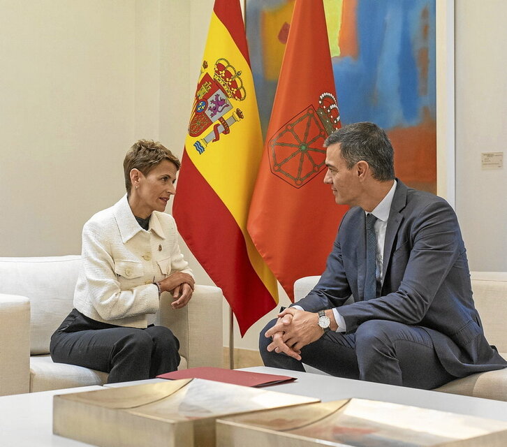 María Chivite, durante su reunión con Pedro Sánchez en Moncloa.