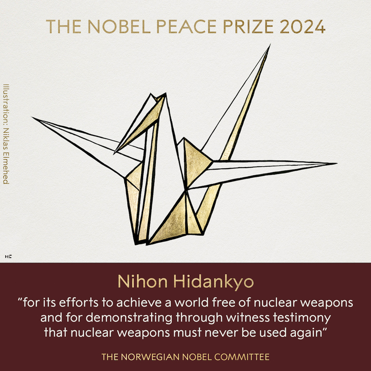 La organización japonesa Nihon Hidankyo, Nobel de la Paz 2024.