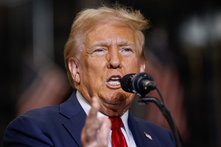 Donald Trump, durante su discurso en un mitin en Cherokee.