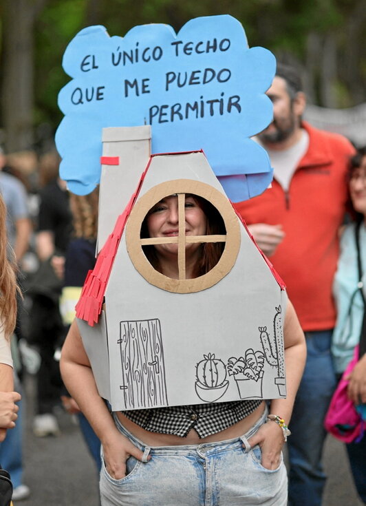 Imagen de la manifestación de ayer en Madrid.