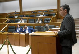 El consejero Mikel Jauregi, respondiendo el viernes en el pleno de control.