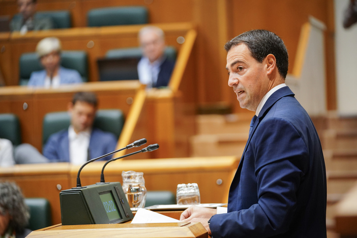 Imanol Pradales, durante el pleno de Control del pasado viernes.