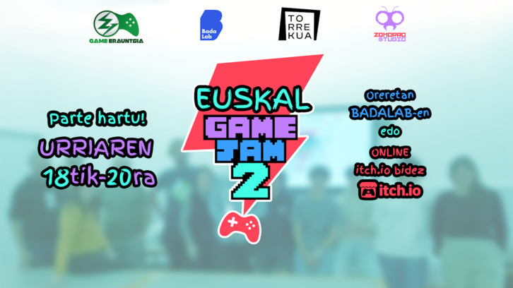 Euskal Game Jam topaketen aurtengo kartela, irudian.