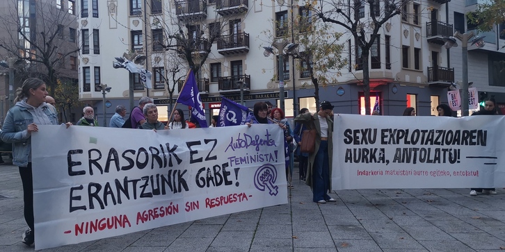 La protesta de Argitan este martes en Barakaldo.