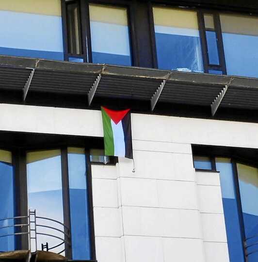 Palestinako bandera EHUren Gipuzkoako campusean.