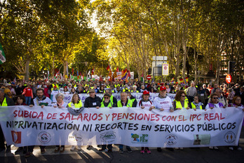 Un momento de la manifestación de pensionistas celebrada en Madrid.