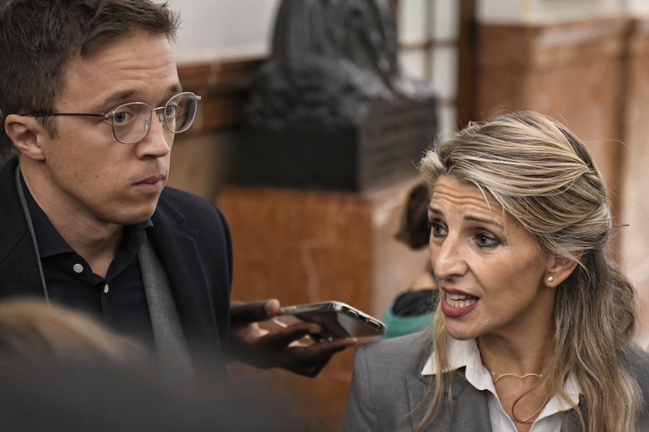 Iñigo Errejón y Yolanda Díaz, a la salida de un pleno de control al Gobierno hace escasamente doce días.