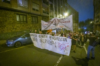 Imagen de la manifestación que ha recorrido Sestao este sábado.