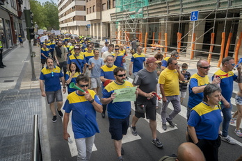 Lasarteko Michelingo langileek greban zeudela iazko ekainean egin zuten manifestazioa.