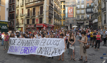 Una concentración en Iruñea contra las agresiones sexuales, en junio pasado.