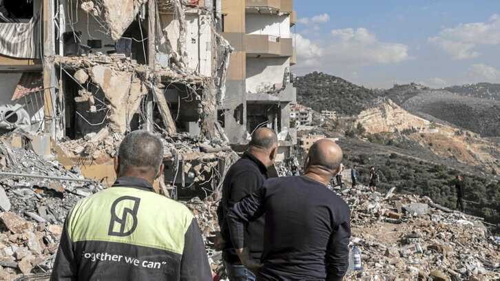 Viviendas destruidas en el bombardeo nocturno en Barja, un pueblo  en la region de Chouf, al sur de Líbano.