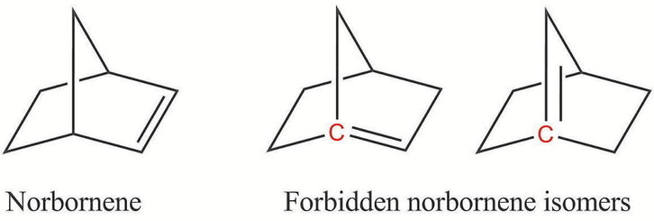 Bredt-en arauaren arabera, lotura bikoitza debekaturik lukete «norbornene» konposatuaren eskuineko isomeroek.