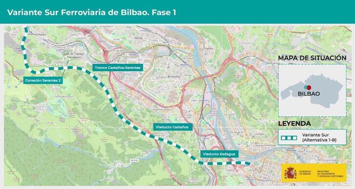 Gráfico del trazado de la primera fase de la Variante Sur Metropolitana.