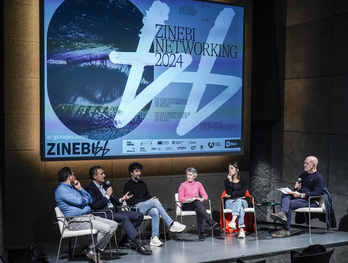 De izquierda a derecha, José Luis Escolar, Joseba Retolaza, Roberto Butragueño, Elixabete Larrinaga, Estibaliiz Urresola y Agustin Atxa.