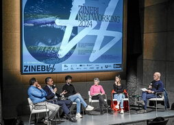 Productores, investigadores y cineastas, en la charla que tuvo lugar en Zinebi.