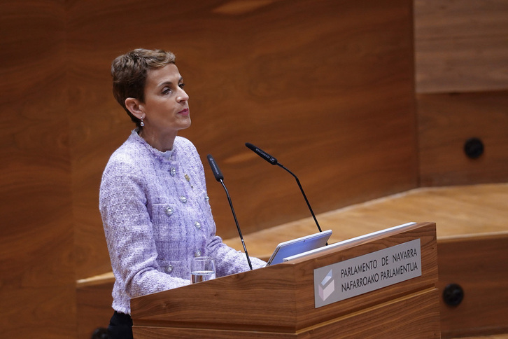 Chivite, durante su intervención en el debate sobre el Estado de la Comunidad.