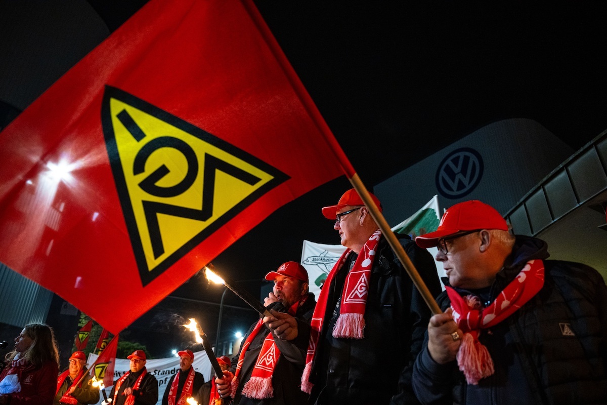 Protesta de trabajadores del sindicato IG Metall, a principios de noviembre. (DPA-EUROPA PRESS)