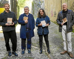 Jon Aranguren, Bernardo Atxaga, Anari eta Iñaki Aldekoa, atzo.