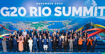 Foto de familia de los líderes del G20 en Río.