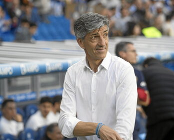 Imanol Alguacil, en los prolegómenos del Real-Valencia esta temporada.