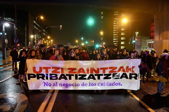 Greba Orokor Feministaren baitako manifestazio bat Bilbon, euripean.