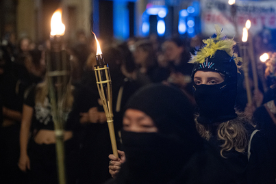 Kalejira contra la violencia machista el 4 de julio de 2024 en Iruñea.