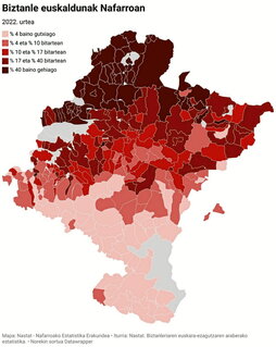 Euskararen mapa Nafarroan, azken datuen arabera.