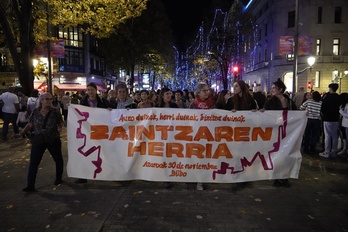 En la imagen, la manifestación a su llegada a Gran Vía.