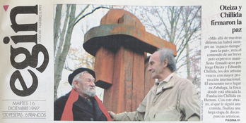 Tras las duras acusaciones de plagio, Chillida y Oteiza hicieron la paz por escrito.