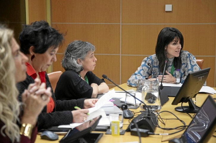 Leire Azkargorta y Nekane del Olmo, en la Comisión de Salud del Parlamento de Gasteiz.