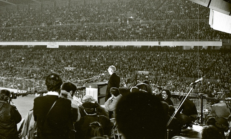 El lehendakari, durante su discurso en el estadio de San Mamés. 