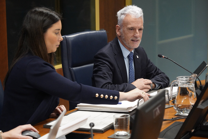 El presidente del TSJPV, Iñaki Subijana, en su comparecencia en el Parlamento este miércoles.