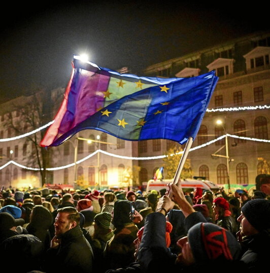 Marcha proeuropea en Bucarest.