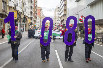 Manifestación de pensionistas en Gasteiz.