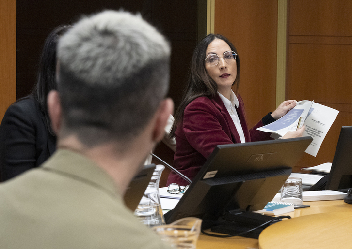 Begoña Pedrosa, en la Comisión de Educación del Parlamento de Gasteiz.