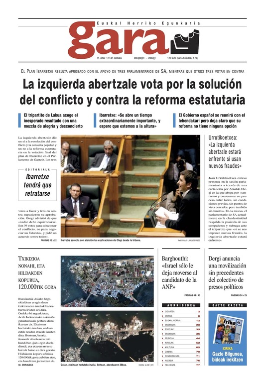 Portada de GARA al día siguiente de la votación