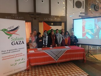 Presentación de Salam Gaza, hoy en Iruñea.