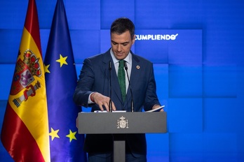 El presidente del Gobierno español, Pedro Sánchez, en la rueda de prensa posterior al Consejo de Ministros.