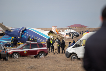 Restos del fuselaje del avión siniestrado este miércoles.