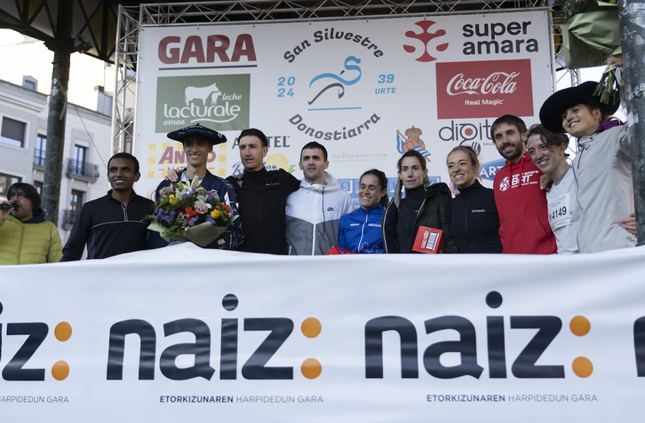 El podio de la San Silvestre de Donostia.